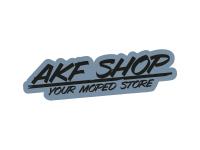 Aufkleber - "AKF Shop - your moped store" Grau/Schwarz, konturgeschnitten