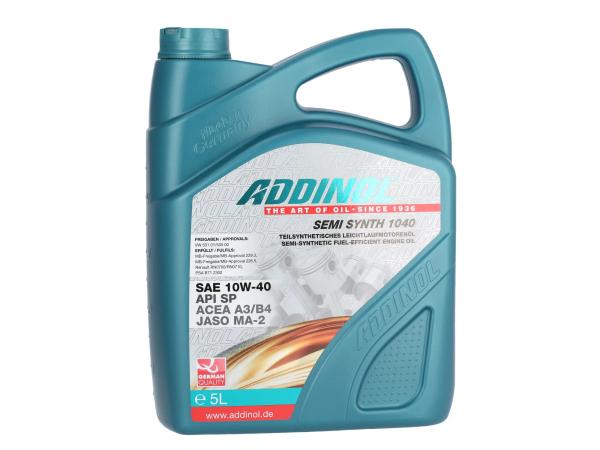 ADDINOL SAE 10W-40, Semi Synth 1040, fuel-saving, semi-synthetic low-viscosity engine oil - 5 liter canister,  10064598 - Image 1