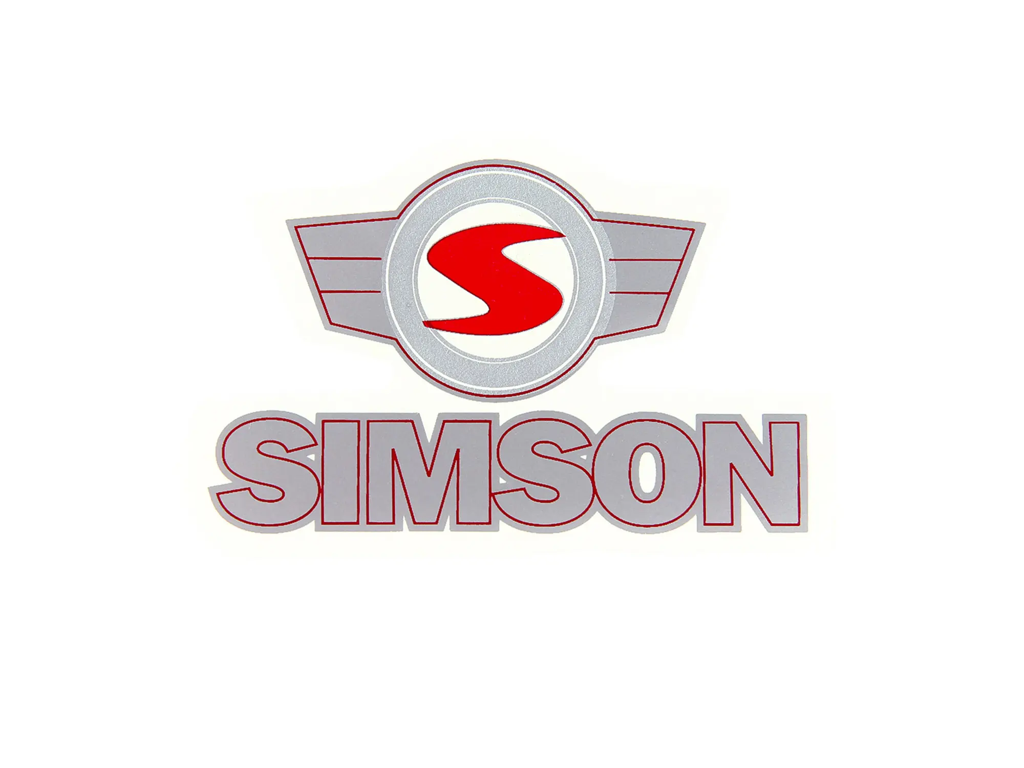 Klebefolie - "SIMSON" - Schriftzug - und Emblem in Rot/Silber, Art.-Nr.: 10002956 - Bild 1