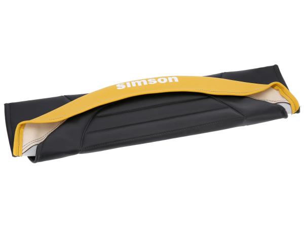 Sitzbezug strukturiert, schwarz/gelb mit SIMSON-Schriftzug - Simson S53, S83, SR50, SR80,  10002835 - Bild 1