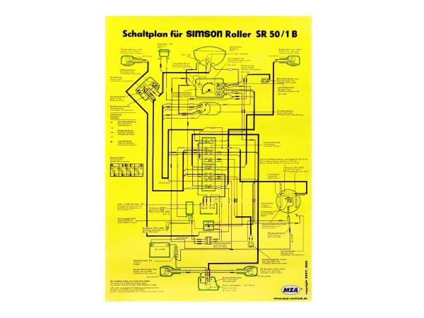 Schaltplan Farbposter (40x57cm) Simson SR50/1 B,  10007839 - Bild 1