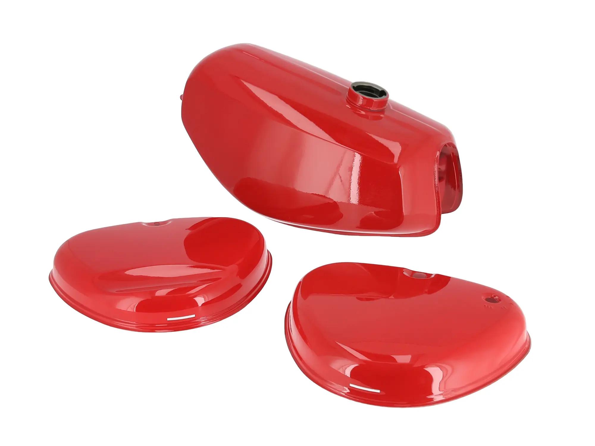 Set: tank + side cover Enduro, red RAL 3002 - for Simson S50 von