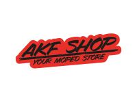 Aufkleber - "AKF Shop - your moped store" Rot/Schwarz, konturgeschnitten