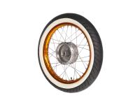 Gebraucht - Komplettrad vorn 1,5x16" Alufelge orange + Edelstahlspeichen + Weißwandreifen Mitas MC2, Art.-Nr.: 99002244 - Bild 3