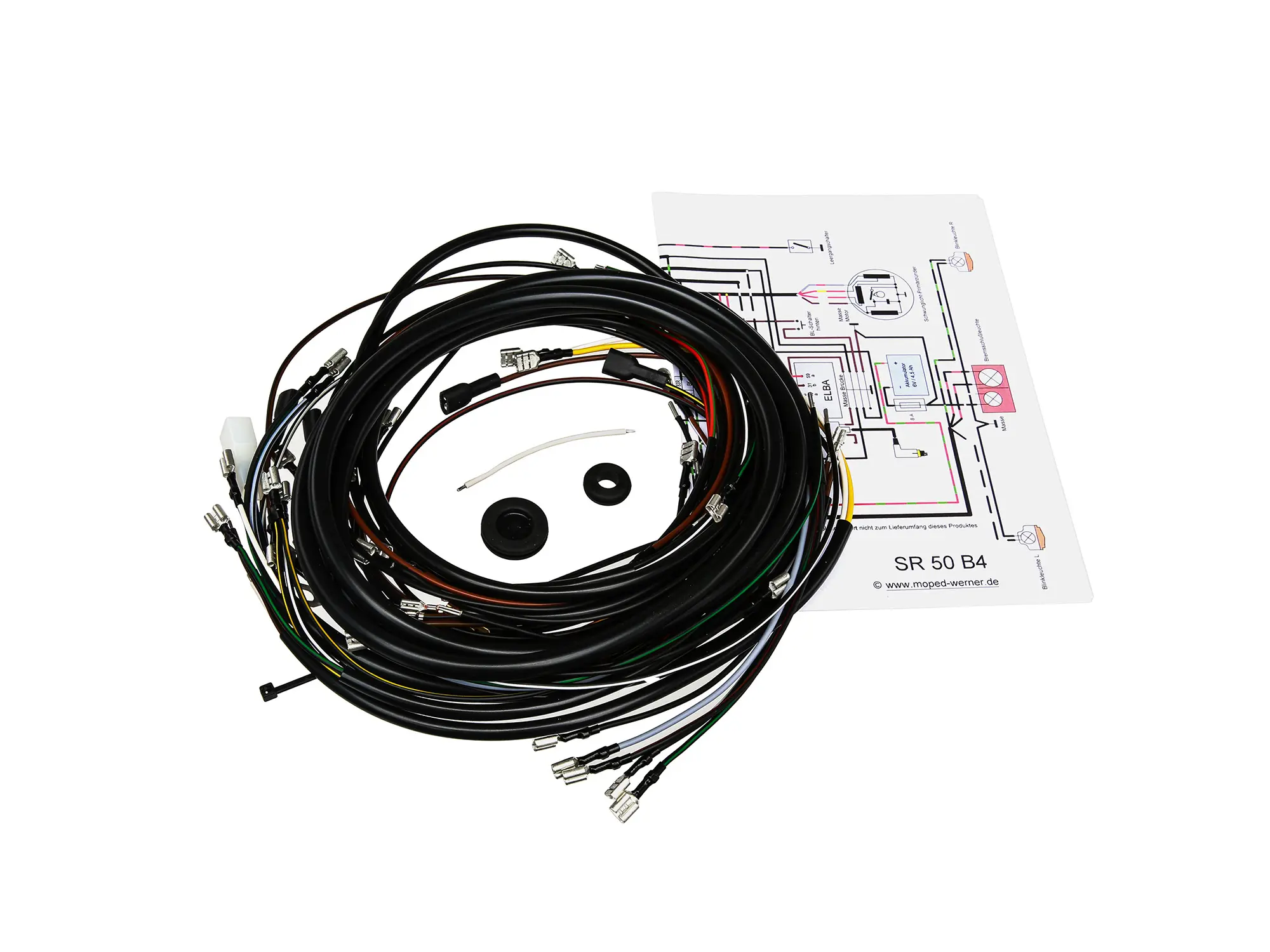 Wiring harness set SR50 B4, 6V interrupter ignition with wiring diagram, Item no: 10013523 - Image 1