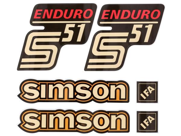 Dekorsatz "ENDURO" 6-teilig, Gelb/Rot  - für Simson S51,  10078263 - Image 1