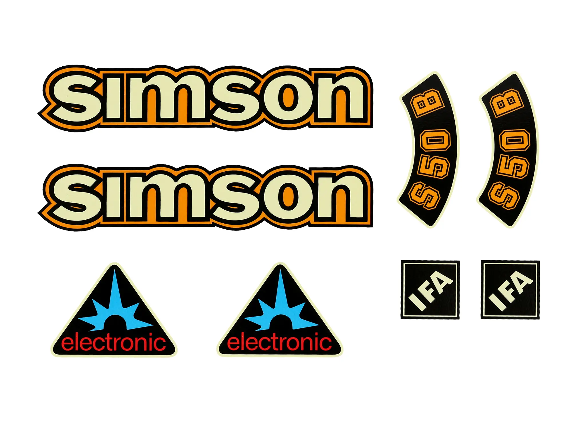 Dekorsatz Wasserschiebebild "electronic" 8-teilig, Gelb - für Simson S50B, Item no: 10078280 - Image 1
