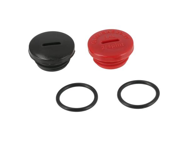 Set: 2 Verschlussschrauben Getriebedeckel in Rot und Schwarz mit O-Ringen,  10002215 - Bild 1