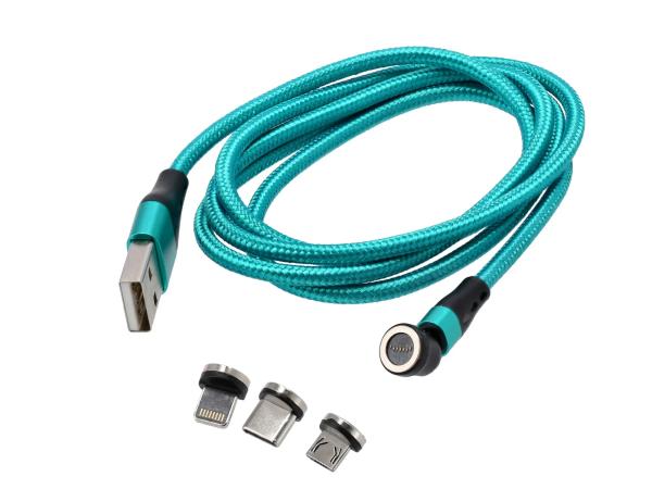 Magnetisches USB-Ladekabel 3 in 1 Farbe grün,  10076808 - Image 1
