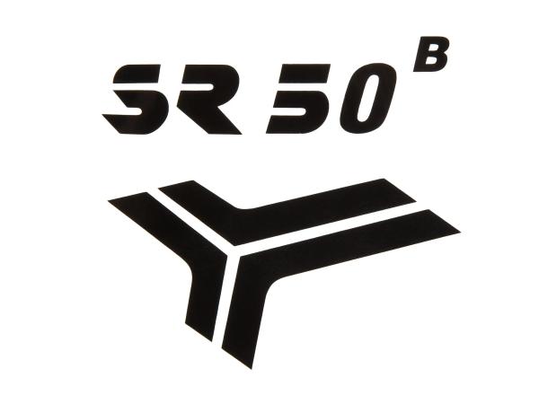 Schriftzug (Folie) "SR50 B" schwarz für Knieblech - für Simson SR50,  10067989 - Bild 1