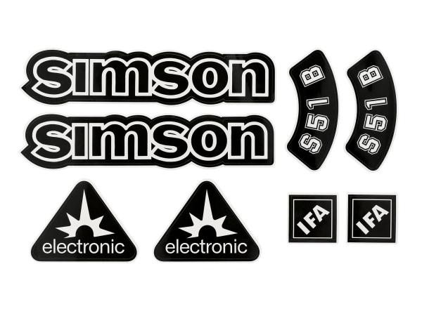 Dekorsatz "electronic" 8-teilig, Zweifarbig, Schwarz/Weiß - für Simson S51B,  10078264 - Bild 1