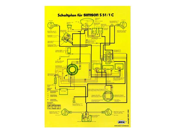 Schaltplan Farbposter (40x60cm) Simson S51/1C,  10005644 - Bild 1