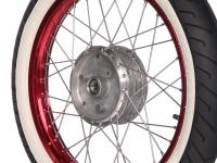 Komplettrad hinten 1,5x16" Alufelge rot + Edelstahlspeichen + Weißwandreifen Mitas MC2, Art.-Nr.: 10066194 - Bild 4