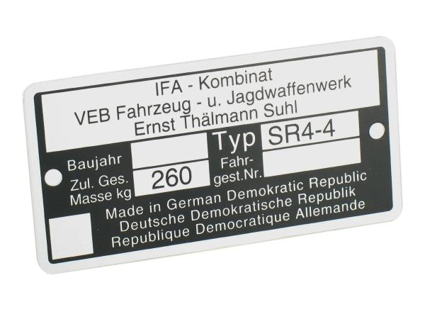 Typenschild SR4/4 Aluminiumplakette,  10038871 - Bild 1