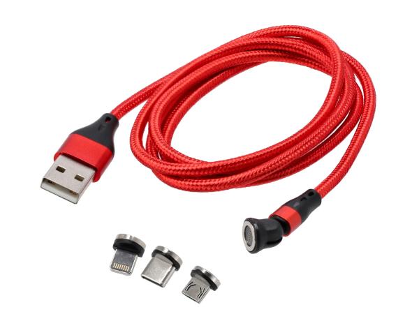 Magnetisches USB-Ladekabel 3 in 1 Farbe rot,  10076812 - Image 1