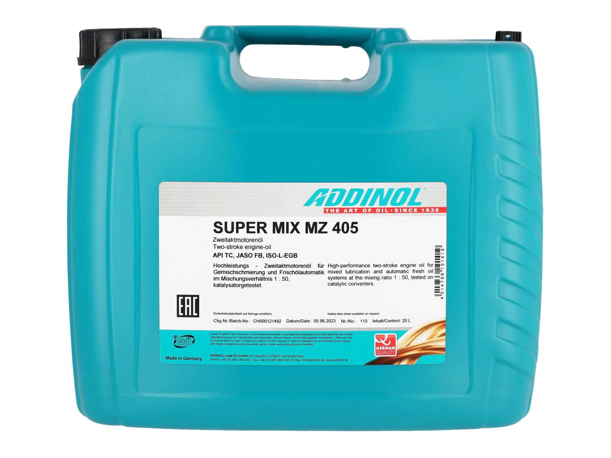 ADDINOL MZ405 - Super Mix 2Takt Motorenöl (Mischöl) - 20Liter, Art.-Nr.: 10062181 - Bild 1