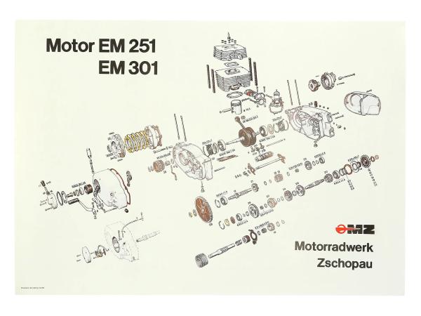 Explosionszeichnung vom Motor ETZ251, ETZ301,  10031121 - Bild 1