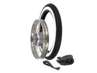 Complete wheel unmounted 1,6x16" stainless steel rim + stainless steel spokes + whitewall tire IRC NR-2, Item no: GP10000597 - Image 1