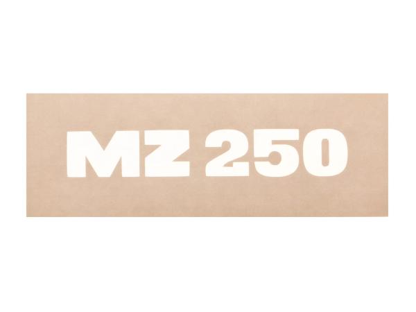 Schriftzug (Folie) "MZ 250" weiß für Werkzeugkastendeckel/Sitzbank - für MZ TS250, ETS250,  10067968 - Bild 1