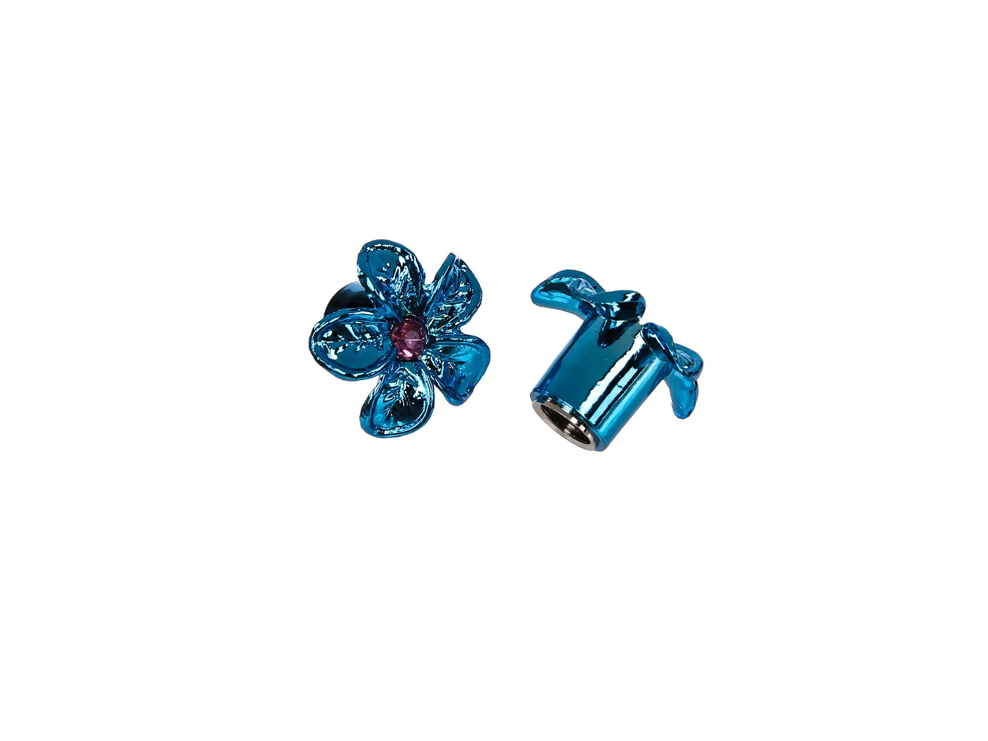 Set: 2x Ventilkappe Blume, Blau eloxiert, Art.-Nr.: 10065857 - Bild 1