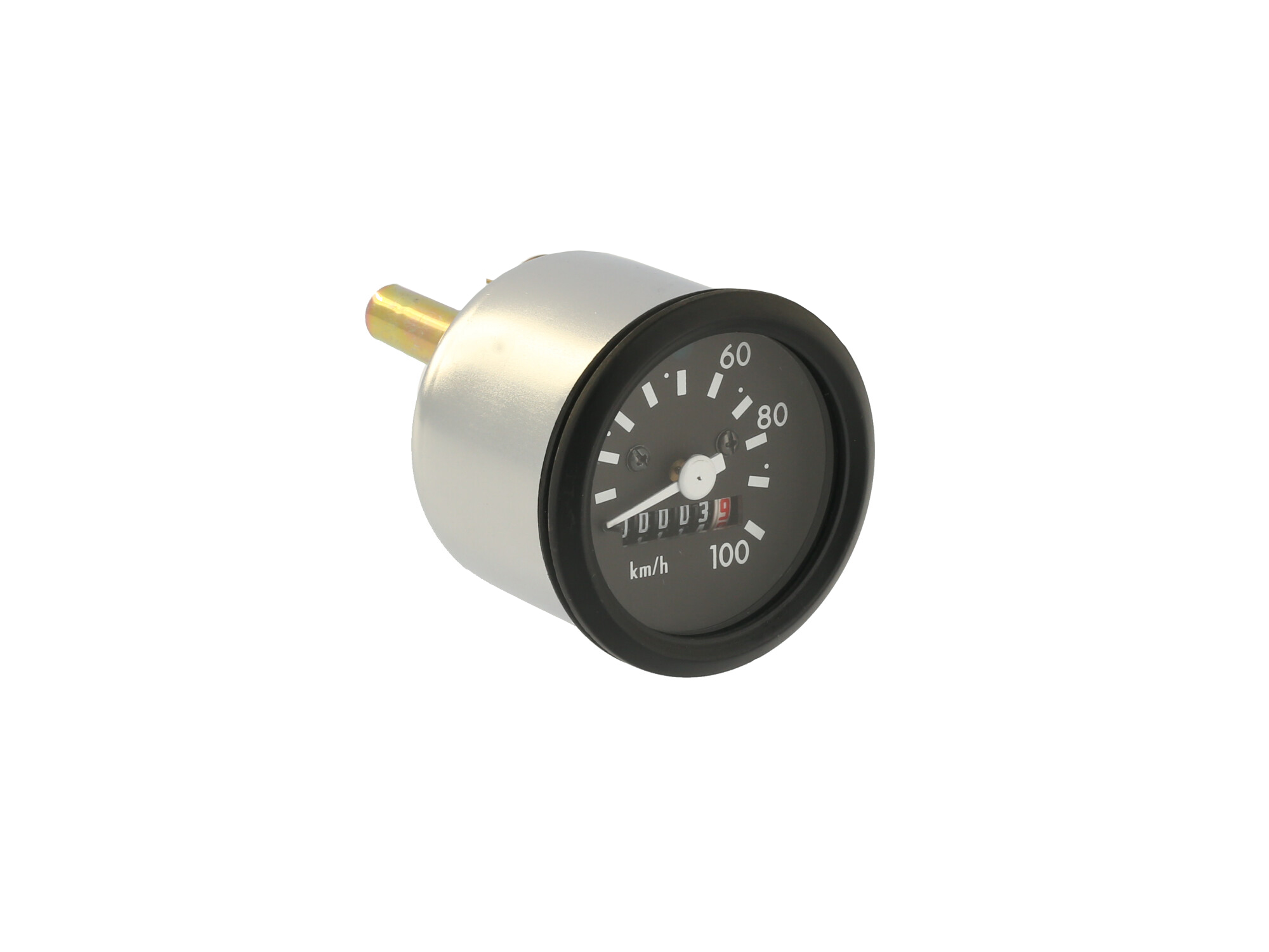 Tachometer, mit Ring in Schwarz, Beleuchtung und Blinkkontrolle, bis 100kmh, Art.-Nr.: 10071359 - 360° Bild