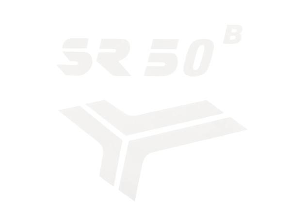 Schriftzug (Folie) "SR50 B" weiß für Knieblech - für Simson SR50,  10067988 - Bild 1