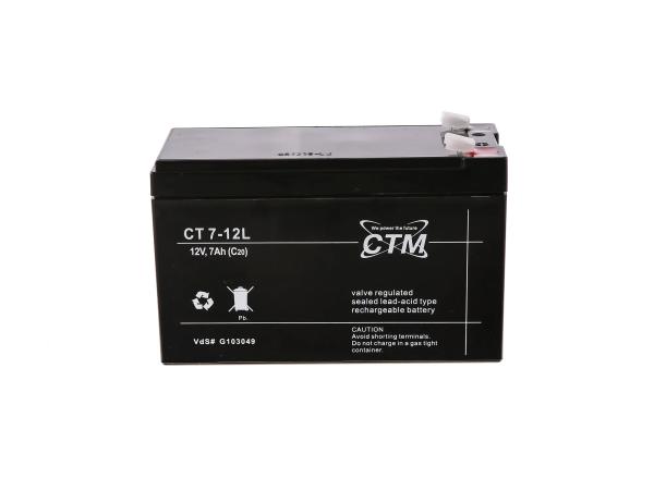 Batterie 12V 7Ah CTM (Vlies - wartungsfrei) - Simson SR50, SR80, SRA50,  GP10068570 - Bild 1