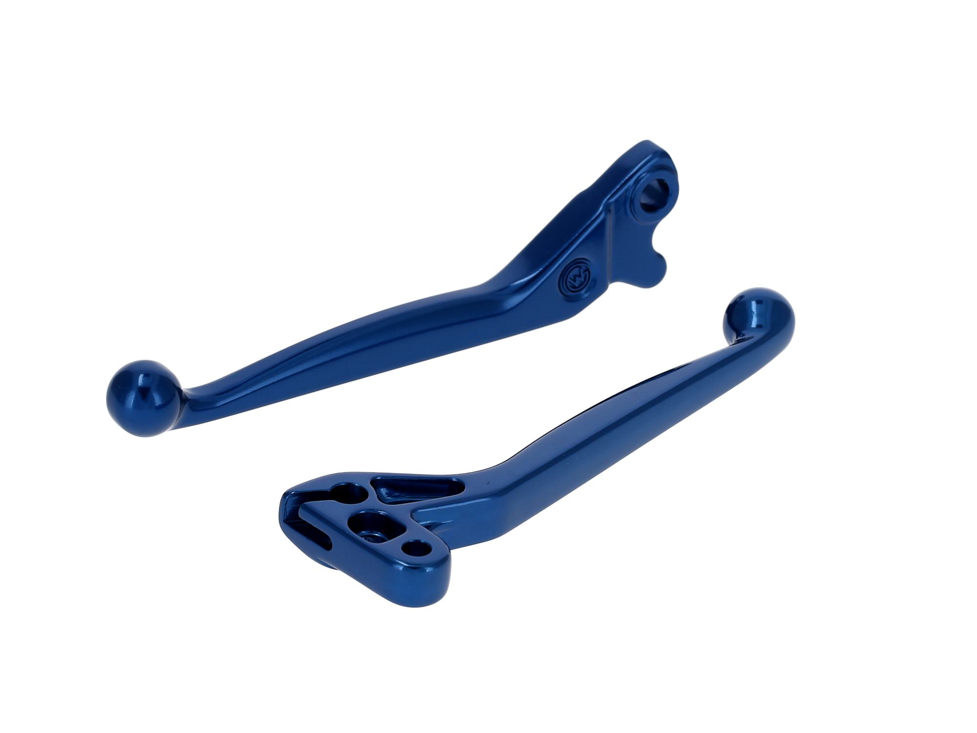 Set: Brems- & Kupplungshebel, Alu-massiv, Blau - für Scheibenbremse auf SIMSON-Basis - S53, S83, SR50, SR80, Art.-Nr.: 10070274 - 360° Bild