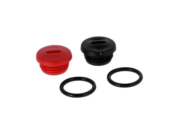 Set: 2 Verschlussschrauben Getriebedeckel in Schwarz und Rot mit O-Ringen,  10066181 - Bild 1