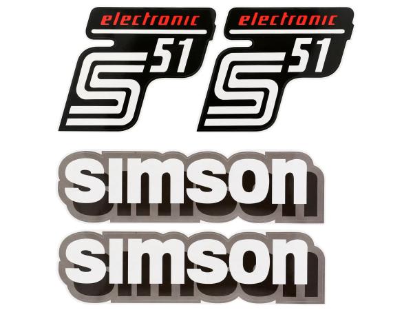 Dekorsatz "electronic" 4-teilig, Weiß/Grau/Rot - für Simson S51,  10078272 - Image 1