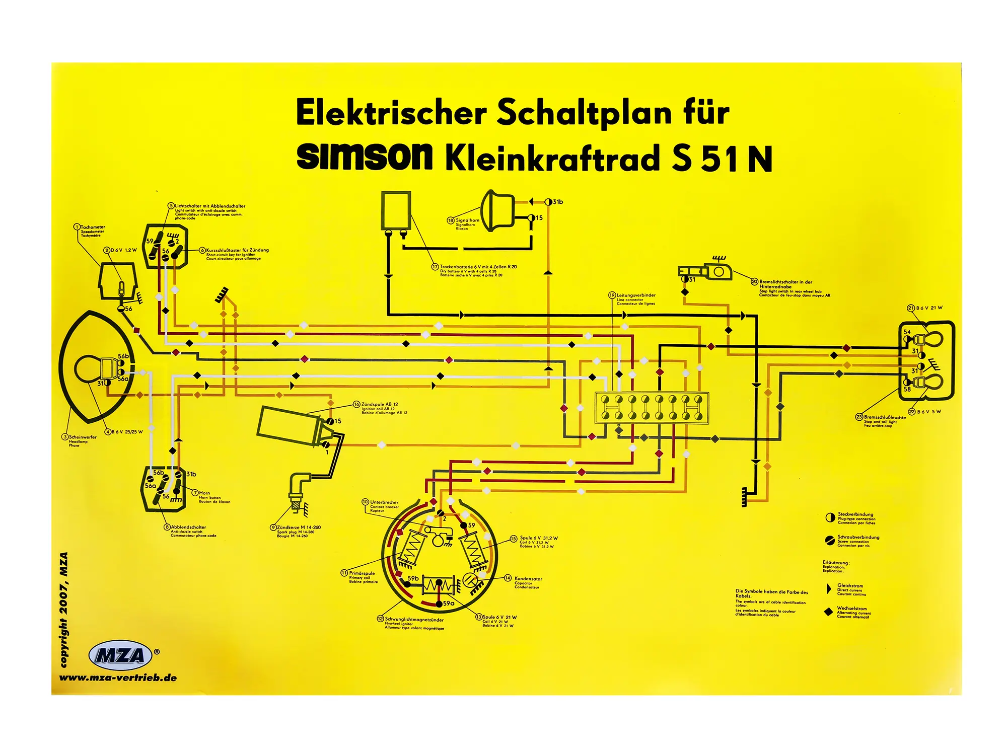 Schaltplan Farbposter (69x49cm) Simson S51 N, Art.-Nr.: 10007834 - Bild 1