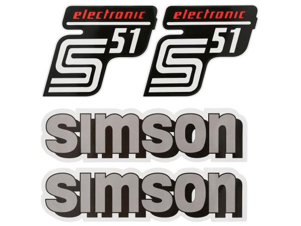 Dekorsatz "electronic" 4-teilig, Grau/Weiß/Rot - für Simson S51,  10078270 - Bild 1
