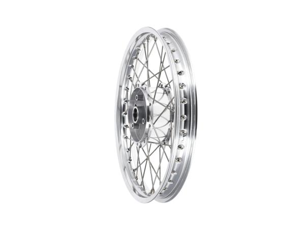 Tuning spoke wheel 1.5 x 16" polished alloy rim + stainless steel spokes - for Simson S51, S50, KR51 Schwalbe, SR4,  10070095 - Image 1