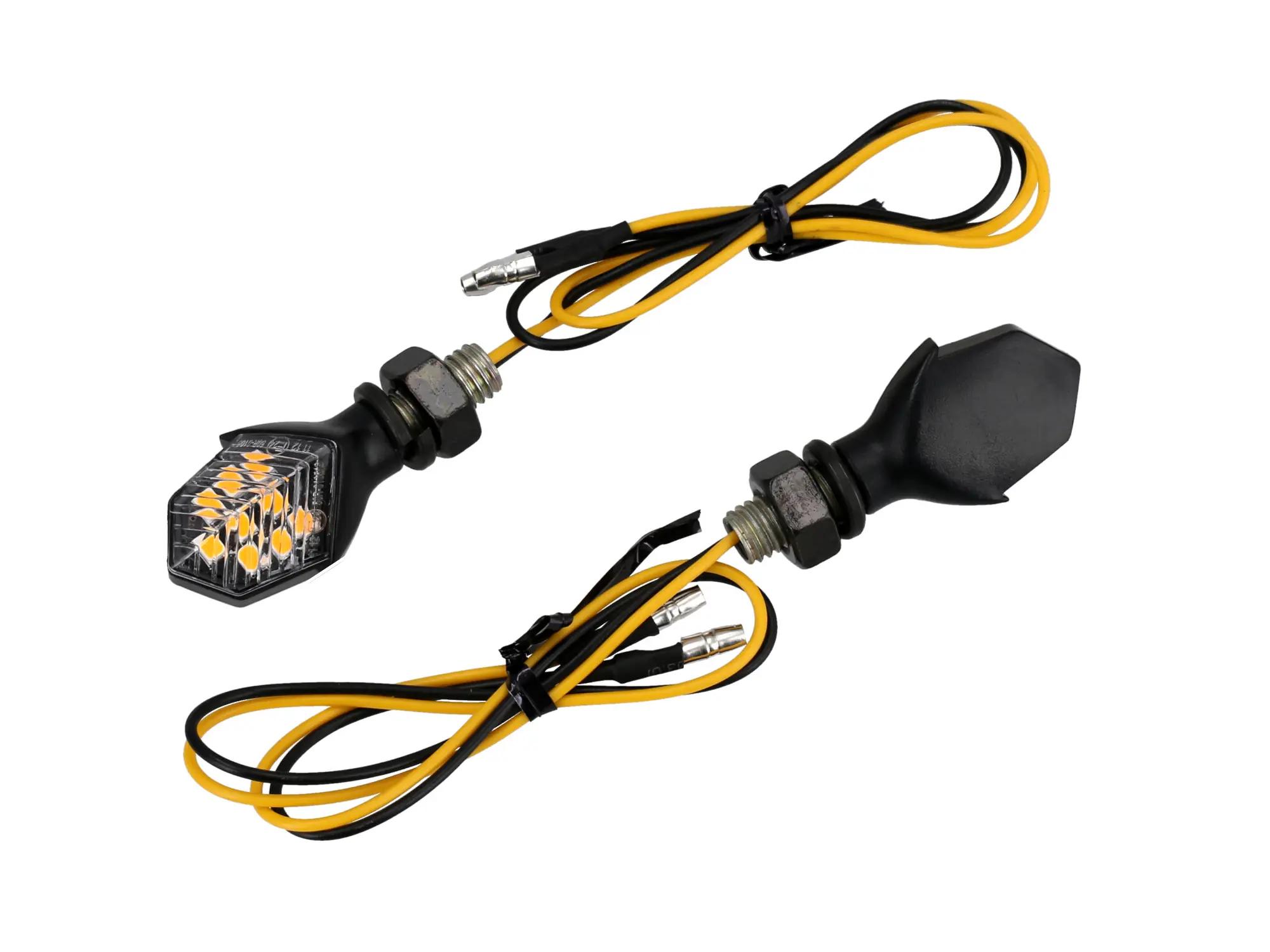 Set: 2 Mini-Blinker 12V LED in Mattschwarz mit Klarglas, E-geprüft - für  Moped und Motorrad von VEBCO