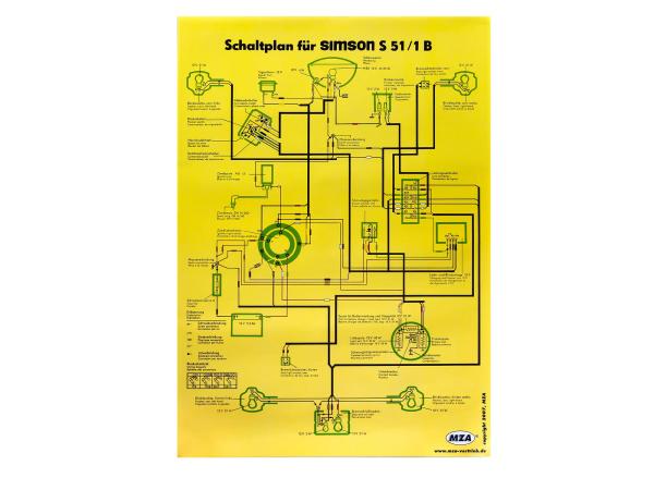 Schaltplan Farbposter (40x60cm) Simson S51/1B 12V,  10005647 - Bild 1