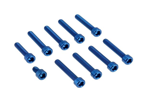 Set: Aluminium-Schrauben, Innensechskant in Blau für Kupplungs- und Lichtmaschinendeckel Motor M500 / M700,  10070568 - Bild 1