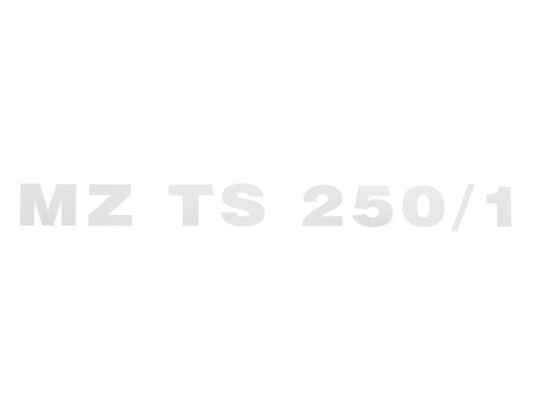 Schriftzug (Folie) "MZ TS 250/1" chrom für Werkzeugkastendeckel/Sitzbank - für MZ TS250/1,  10067976 - Bild 1