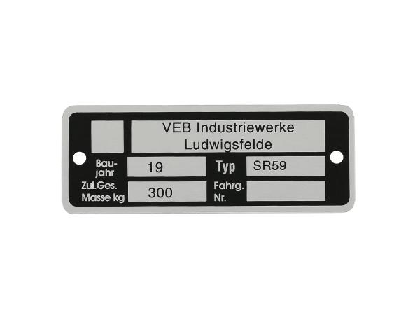 Nameplate (Aluminium) - for SR59 Berliner Roller,  10055041 - Image 1