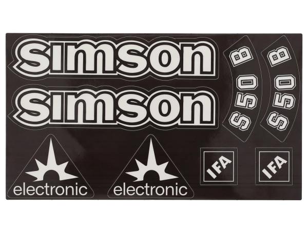 Dekorsatz "electronic" 8-teilig, Transparent Einfarbig, Rand Schwarz - für Simson S50B,  10078278 - Image 1