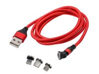 Magnetisches USB-Ladekabel 3 in 1 Farbe rot