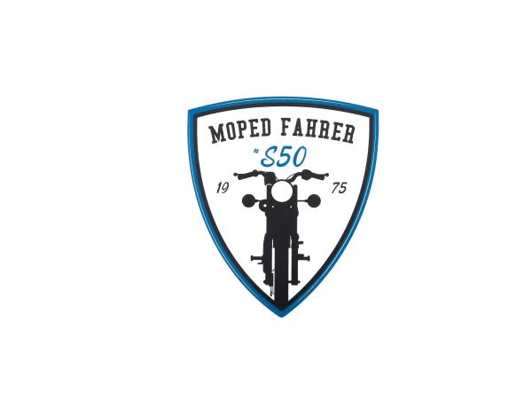 Aufkleber - "Moped Fahrer #S50" Blau/Weiß/Schwarz, Wappen,  10066331 - Bild 1