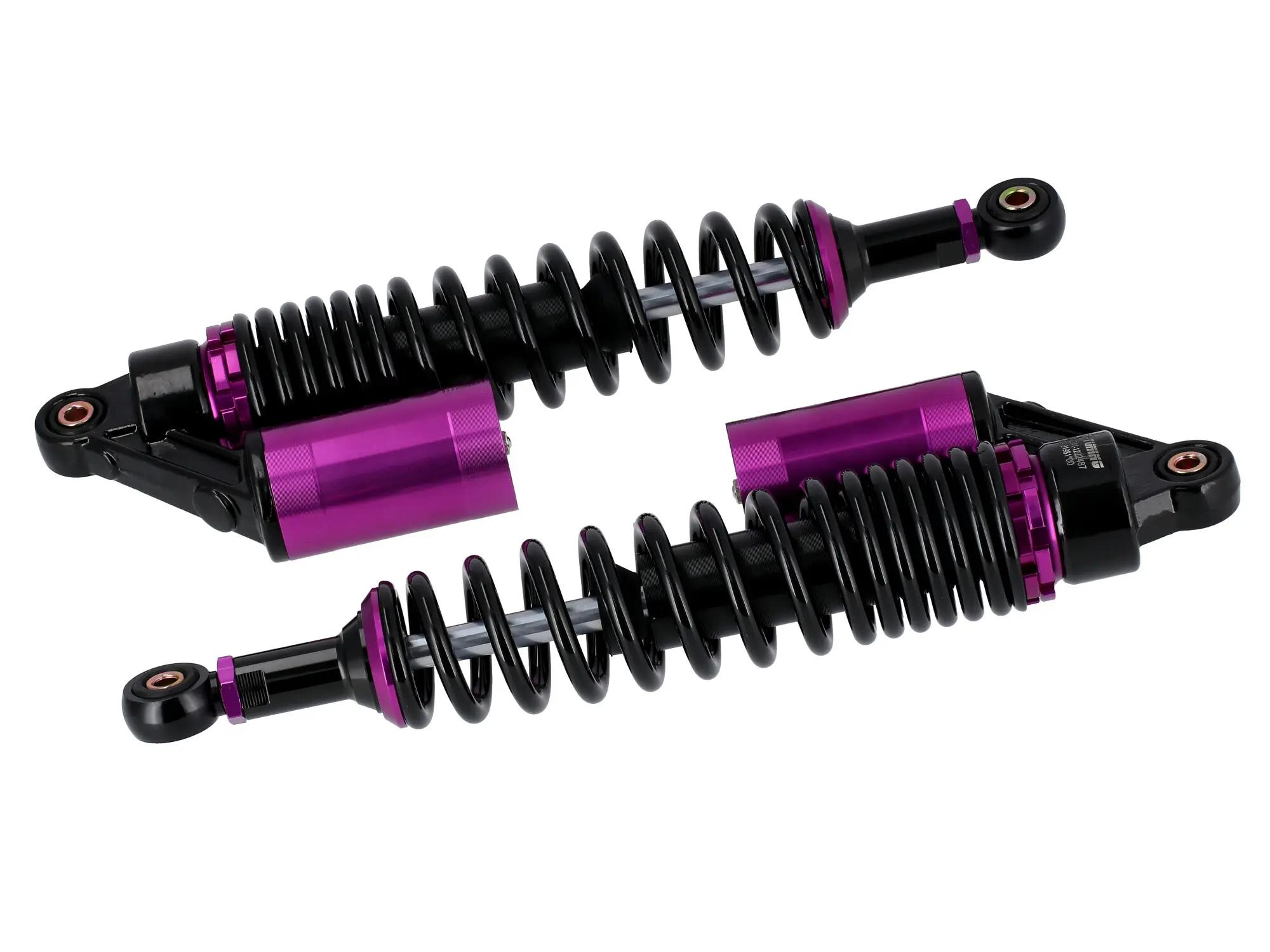 Set: Performance struts black / purple with ABE, with external reservoir,  360mm - for Simson S50, S51, S75 von ZT-Tuning