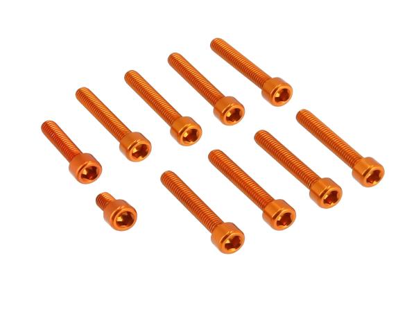 Set: Aluminium-Schrauben, Innensechskant in Orange für Kupplungs- und Lichtmaschinendeckel Motor S51,  10070566 - Bild 1