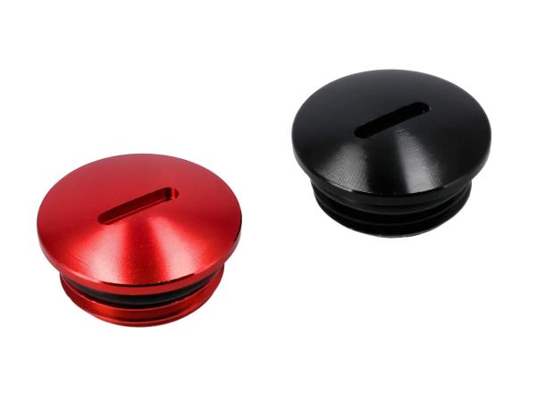 Set: Verschlussschrauben am  Getriebedeckel, Alu in Schwarz/Rot mit O-Ringen,  10078108 - Image 1