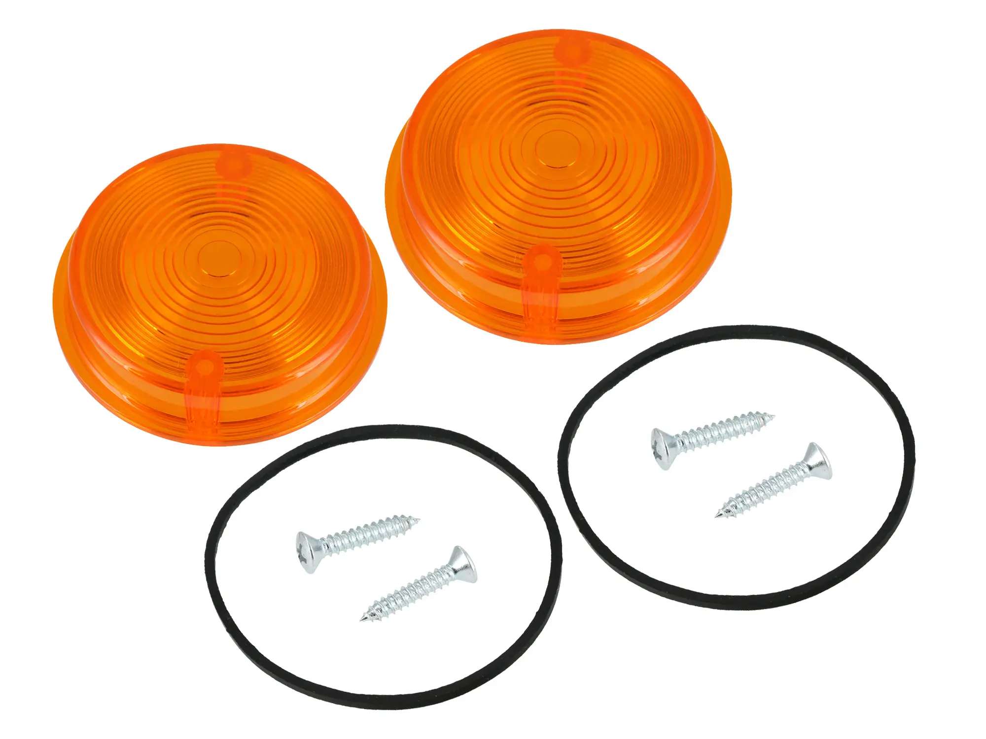 Set: 2x Blinkerkappe hinten, rund, orange inkl. Gummidichtring + Schrauben - für Simson S50, S51, S70, SR50, SR80 - MZ ETZ, TS, Item no: GP10068602 - Image 1