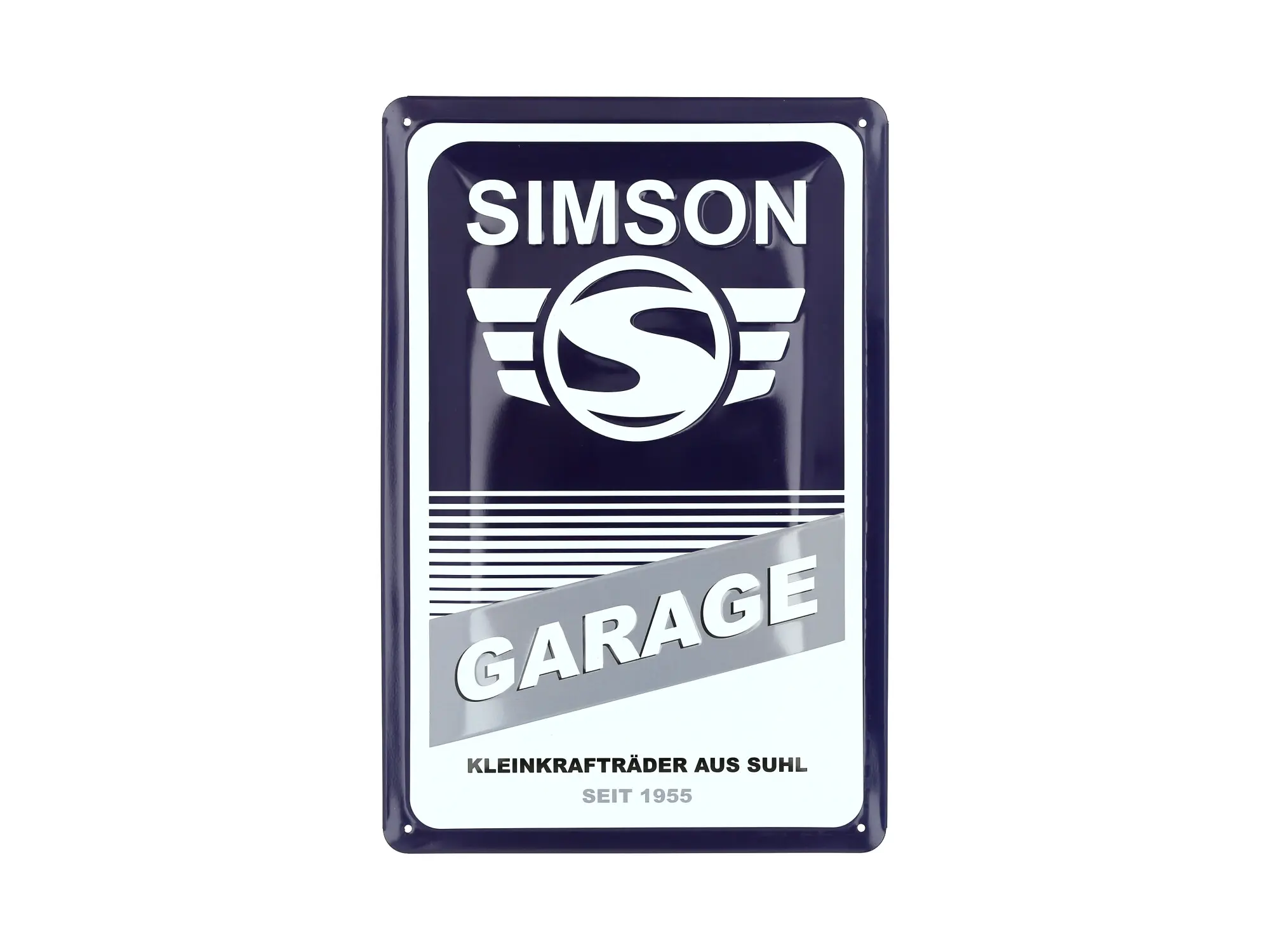 Blechprägeschild "SIMSON-Garage" 20x30 cm, blau/weiß, Art.-Nr.: 10070951 - Bild 1