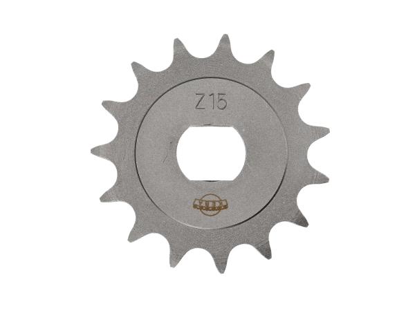 Pinion, small sprocket, 15 tooth - Simson S51, S70, S53, S83, KR51/2 Schwalbe, SR50, SR80,  10067120 - Image 1
