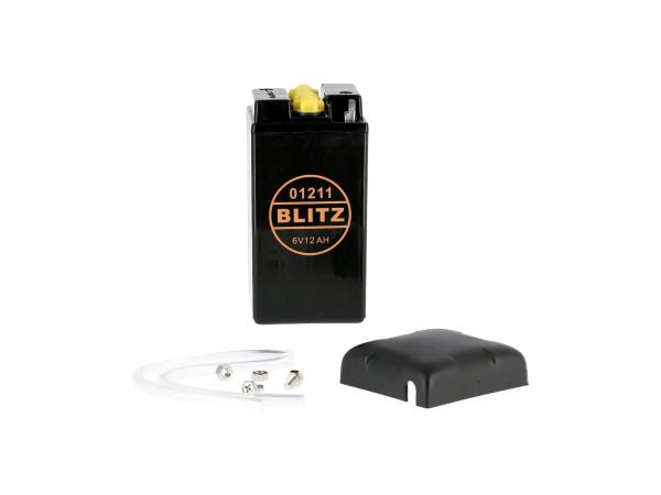 Batterie 6V 12Ah BLITZ (ohne Säure) mit Deckel - Simson AWO, MZ, EMW,  GP10068543 - Bild 1