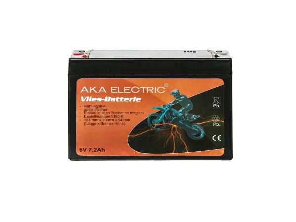 Batterie 6V 7,2Ah AKA (Vlies - wartungsfrei) - für Simson S50, S51, S70, SR50, SR80,  GP10068538 - Bild 1