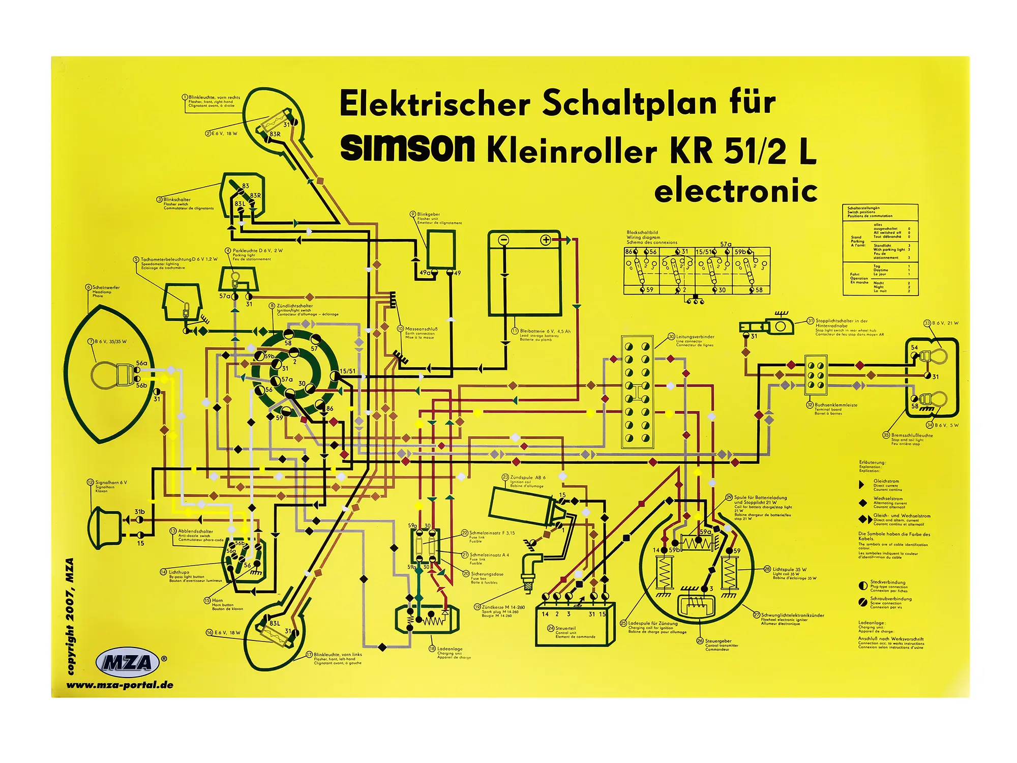 Schaltplan Farbposter (69x49cm) Schwalbe KR51/2L electronic (beidseitig Glanzcello, schmutzabweisend), Art.-Nr.: 10061670 - Bild 1